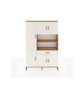 Arges Dolap 10 Raflı Tek Çekmeceli 6 Kapaklı 132x30x195 Çam-Aytaşı/Aytaşı