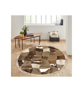 Rovigo Home Dijital Baskı Yıkanabilir Kaymaz Taban Yuvarlak Salon Halısı RVG7293-HT1225 (Kahverengi)