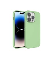 Apple iPhone 14 Pro Max Uyumlu Kılıf Sıvı Teknolojili Silinebilir Sert Zore Kivi Kapak (Açık Yeşil)
