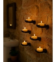 5’li El Figürlü Dekoratif Tealight Mumluk Seti Yapıştırılabilir Hediyelik Mumlar Dahil 9 x 13 Cm