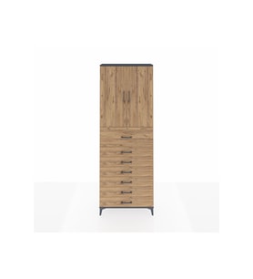 Arges Dolap 3 Raflı 7 Çekmeceli 2 Kapaklı 88x30x243 Antrasit-Çam