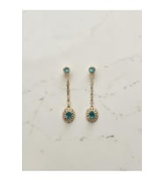 Zirkon Taşlı Oval 18 K Altın Kaplama Küpe