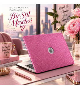MacBook Air Kılıf 13.6 İnç M2 M3 M4 Uyumlu Premium Simli Kaplama TPU Sert Koruma İnce Hafif Parlak Yüzey Glitter Hardcase Darbe Önleyici Tasarım USB C Adaptör Hediyeli Açık Pembe