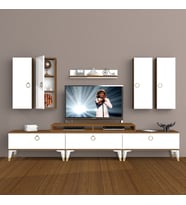 Decoraktiv Ekoflex 8D Mdf Gold Tv Ünitesi Tv Sehpası - Ceviz Beyaz (Beyaz - Kahverengi)