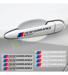 Bmw M Performance Motor Sport Kapı Kolu Bagaj Jant Sticker Etiket Yapıştırma 4 Adet ( 13 x 1,4 Cm Ölçü )
