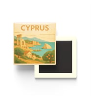 Kıbrıs - Cyprus - Paper Cut Art - Baskılı Buzdolap Magneti Kare - 9x9 cm