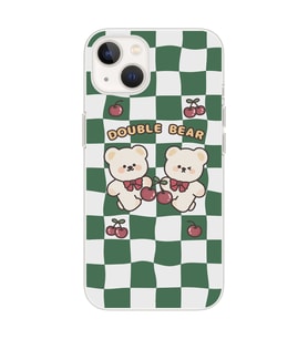Iphone 14 PLUS Uyumlu Double Bear Tasarımlı Şeffaf Telefon Kılıfı