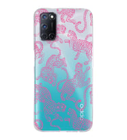 Oppo A52/A72/A92 Uyumlu Pembe Leopar Desenli Şeffaf Telefon Kılıfı