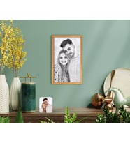 BK Gift Kişiye Özel Karakalem Fotoğraflı Ahşap Çerçeveli Tablo