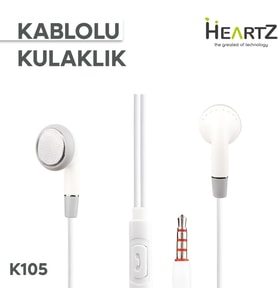 K105 STEREO 130 CM KLASİK ÇİVİ JACK EFSANE DÜZ MODEL DAHİLİ MİKROFONLU KABLOLU HİFİ HD SES KABLOLU KULAKLIK (BEYAZ)