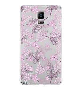 Samsung Galaxy Note 4 Kapak Floral Pudra Tasarımlı Şeffaf Silikon Kılıf