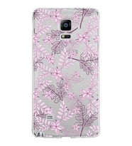 Samsung Galaxy Note 4 Kapak Floral Pudra Tasarımlı Şeffaf Silikon Kılıf