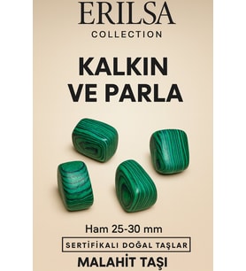 Sertifikalı Doğal Malahit Taşı Kütle 25-30 mm – Gücün ve Bereketin Taşı (Çok Renkli)