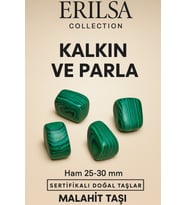 Sertifikalı Doğal Malahit Taşı Kütle 25-30 mm – Gücün ve Bereketin Taşı (Çok Renkli)