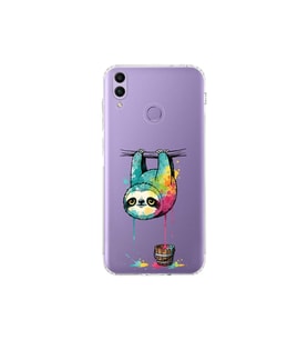 Honor 8C ile Uyumlu Splash Tembel Hayvan Tasarımlı Şeffaf Silikon Kılıf