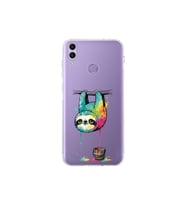 Honor 8C ile Uyumlu Splash Tembel Hayvan Tasarımlı Şeffaf Silikon Kılıf