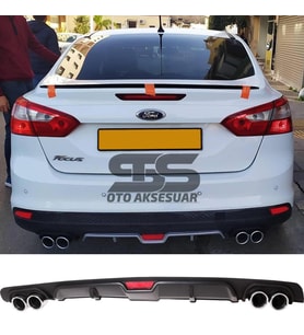 Ford Focus 3 Difüzör Arka Tampon Eki 4 Egzoz Çıkışlı Siyah