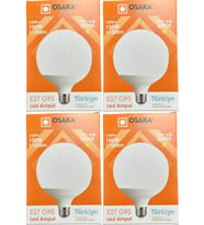 Osaka 15W (100W) 3000K (Günışığı) E27 Duylu G95 Led Glop Ampul (4 Adet)
