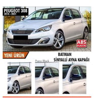 Peugeot 308 2014-2021 Sinyalli Batman Yarasa Ayna Kapağı Piano Black ABS Plastik