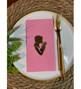Gold Yaldızlı Pembe Anne Bebek Peçete