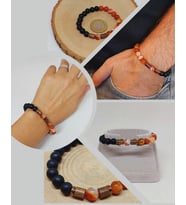 Karnelyan Akik & Oniks Taşı 8mm Unisex Tasarım Bileklik Hawaii Model (14235)