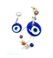 Nazar Boncuğu Makrome Duvar Dekoru 5 Cm Anahtarlık /dikiz Ayna Süsü El Yapımı Cam Hediyelik Set