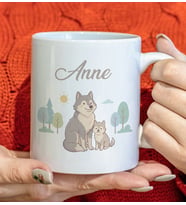BK Gift Anne ve Yavrusu Beyaz Kupa Bardak -15, Anneler Günü ve Kadınlar Günü Hediyesi
