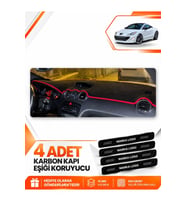 PEUGEOT RCZ (2010-2015) Uyumlu Ön Torpido Koruma Kılıfı Halısı - Siyah Kırmızı