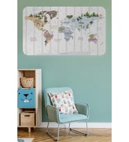 Eğitici Dünya Haritası Dünya Atlası Çocuk Ve Bebek Odası Duvar Sticker -60x105-3825