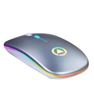 DailyTech Şarj Edilebilir Kablosuz Led Işıklı Sessiz Optic Mouse - GÜMÜŞ GRİ (Gri-Melanj)