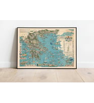 pgzzNM3125 Yunanistan Haritası Sanatsal Duvar Dekorasyon Poster 60x90cm.