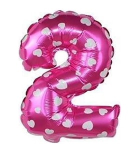 2 Rakam Pembe Folyo Balon 16 Inc 36 cm