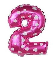2 Rakam Pembe Folyo Balon 16 Inc 36 cm