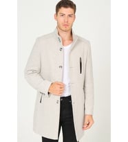 PLT8386 DEWBERRY ERKEK PALTO-DESENLİ AÇIK GRİ