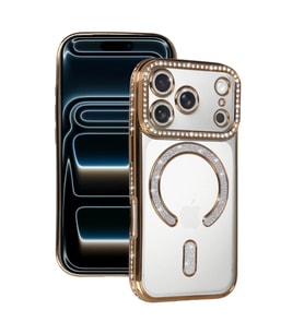 Apple İphone 17 Pro Max Joke Simli Magneticsafe Kılıf - Gold