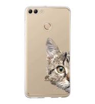 Huawei Y9 2018 Uyumlu Kapak Catface Tasarımlı Şeffaf Silikon Kılıf