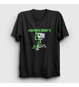 Presmono Unisex Siyah Creeper Minecraft T-Shirt 29284tt