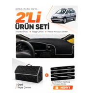 OPEL ZAFİRA (1999-2003) Uyumlu Torpido Örtüsü + Deri Bagaj Çantası + Sticker Seti - Siyah Gri