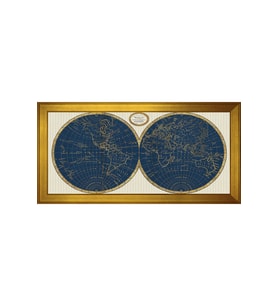 Harita Temalı Kanvas Tablo 80 x 110 cm Gold Çerçeve
