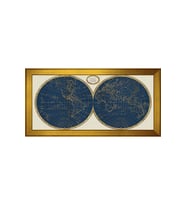 Harita Temalı Kanvas Tablo 80 x 110 cm Gold Çerçeve
