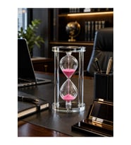Modern Ofis Masa Üstü Biblosu Cam Kum Saati 10 Dakikalık Zamanlı Pembe Kum Dekoratif Hediye 14.5x8CM