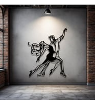 Metal Dansçı Figürü Duvar Dekoru – Modern Çift Dans Metal Tablo Salon Antre Ofis Dekorasyon (Siyah)