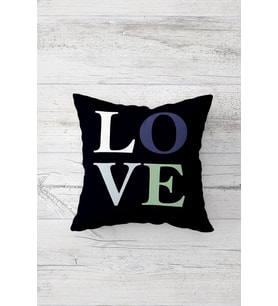 Love Çift Tarafı Baskılı Gizli Fermuarlı Yastık Kılıfı Kırlent Koltuk Yastık Kılıfı (Siyah)