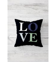 Love Çift Tarafı Baskılı Gizli Fermuarlı Yastık Kılıfı Kırlent Koltuk Yastık Kılıfı (Siyah)