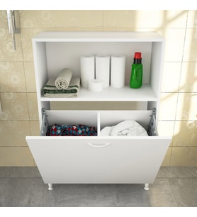 Modilayn 75 x 100 x 30cm 2 sepetli Kirli Çamaşır Dolabı Banyo Dolabı Çok Amaçlı Dolap Mutfak Dolabı