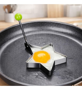 Kalp,Yıldız,Yuvarlak Şekilli Yumurta Kalıbı Saplı – Saplı Omlet ve Pancake Şekillendirici Kalıp Yapışmaz Tavaya Uyumlu, Burger, Sandviç, Omlet ve Pancake İçin Pişirme Halkası (Yıldız)