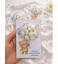 Ayı Basklı Kartlı Küre Magnet Şekerlikli Kişileştirilebilir Hediyelik Mevlüd Doğum Günü Bebek 10 ADET