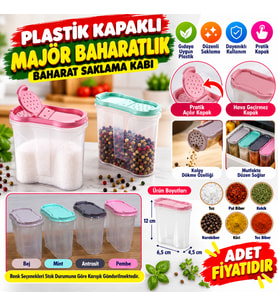 Plastik Kapaklı Majör Baharatlık Baharat Saklama Kutusu Kabı (adet fiyatıdır)