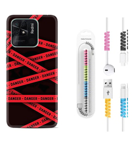 Xiaomi Poco X3 Pro M4 Pro X4 Pro C40 10C Kılıf Kablo Koruma Spiral Silikon Danger 1372