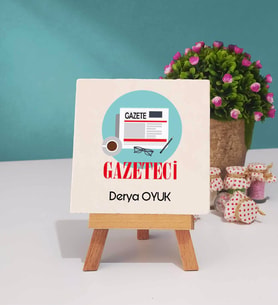 Gazeteci Tasarımlı Kişiye Özel Hediye Gazeteci Dekoratif Taş Baskı